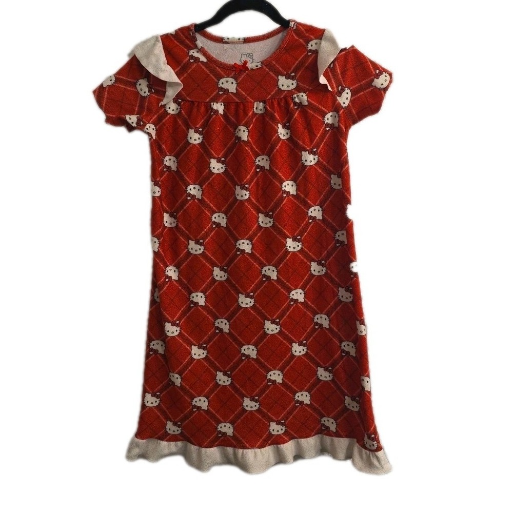 Girl's Hello Kitty Warm Soft Nightgown Red Large 10/12